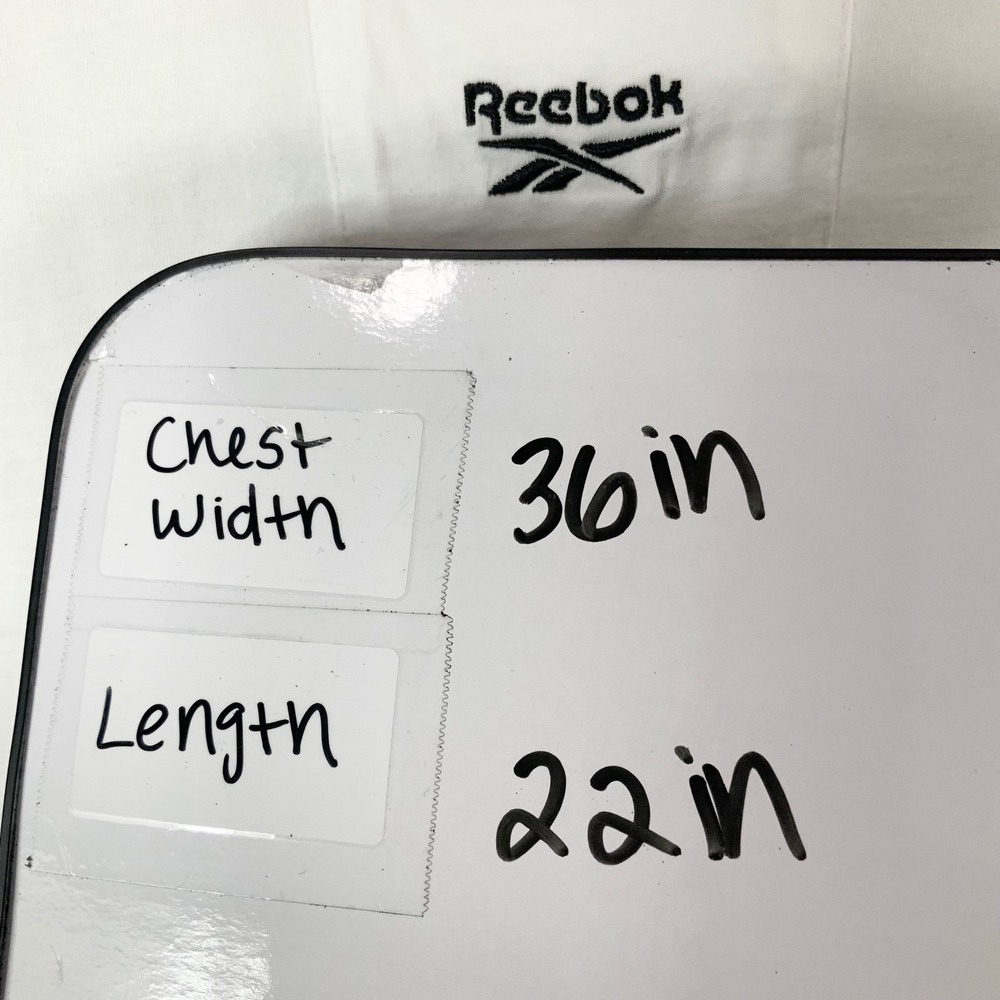 Reebok White Crop T-Shirt L Pullover Crew Neck Short Slv Embroidered Logo Pocket - Picture 4 of 6